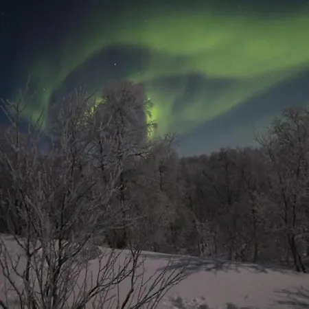 Aurora Moekki Porealtaalla Lapissa Tenojoen Rannassa Chalet Nuorgam