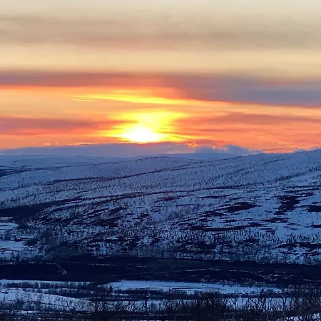 Aurora Moekki Porealtaalla Lapissa Tenojoen Rannassa